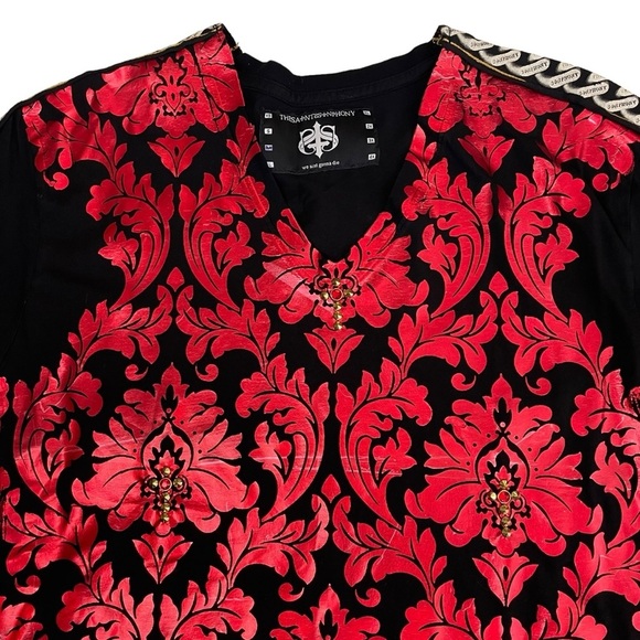 The Saints Sinphony Red Leaves Studded Graphic Shirt Large - Picture 3 of 11